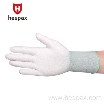 Hespax Wholesale Hand Protective Gloves 13G Polyester PU